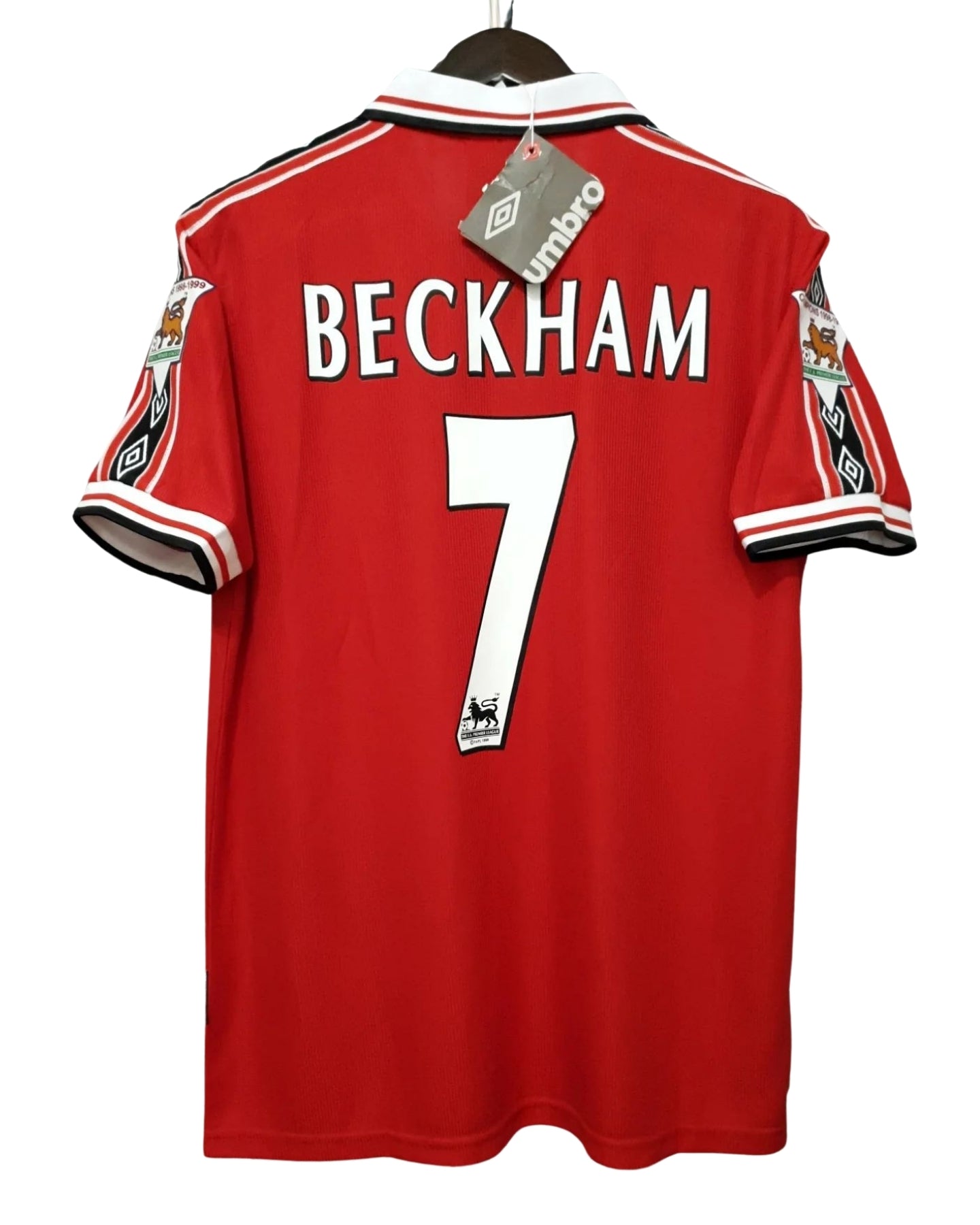 Authentic David Beckham 7 Manchester United 1998-1999 Short Sleeve Soccer Red Jersey