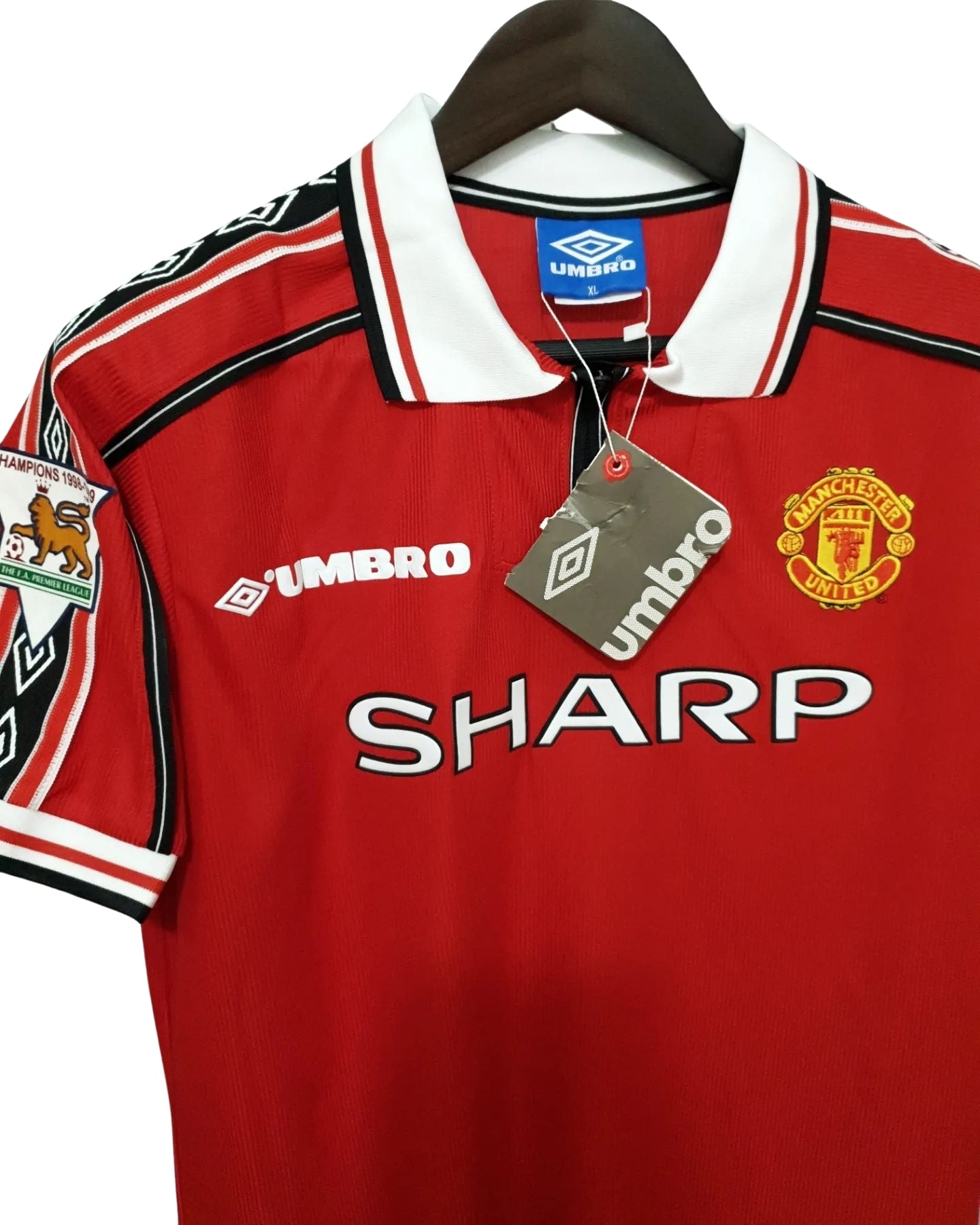 Authentic David Beckham 7 Manchester United 1998-1999 Short Sleeve Soccer Red Jersey