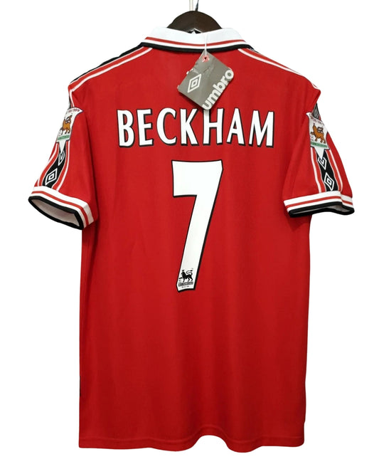Authentic David Beckham 7 Manchester United 1998-1999 Short Sleeve Soccer Red Jersey