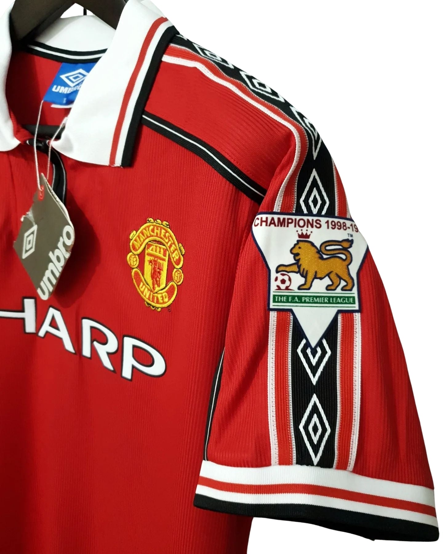 Authentic David Beckham 7 Manchester United 1998-1999 Short Sleeve Soccer Red Jersey