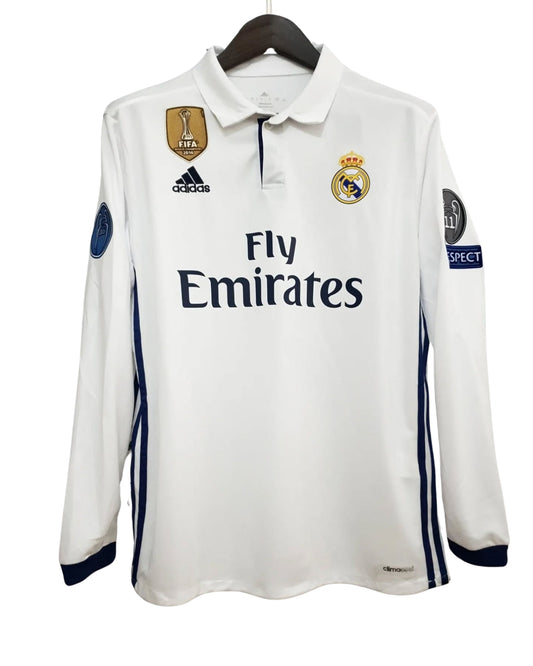 Authentic Ronaldo #7 Jersey 2016-17 Real Madrid Home Champions League Long Sleeve