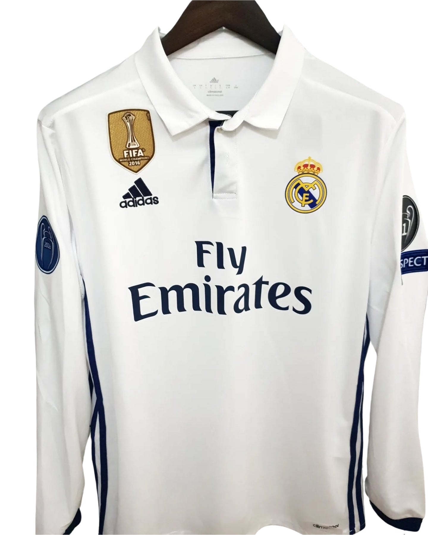 Authentic Ronaldo #7 Jersey 2016-17 Real Madrid Home Champions League Long Sleeve