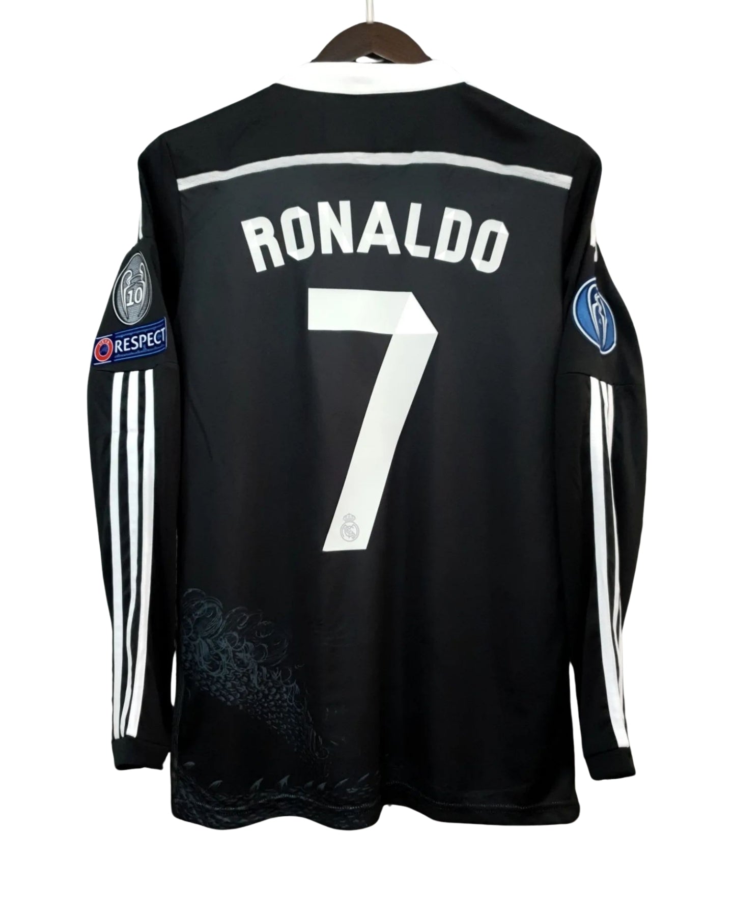 Authentic Cristiano Ronaldo #7 jersey Real Madrid 2014-2015 UCL Long Sleeve Black Dragon Jersey