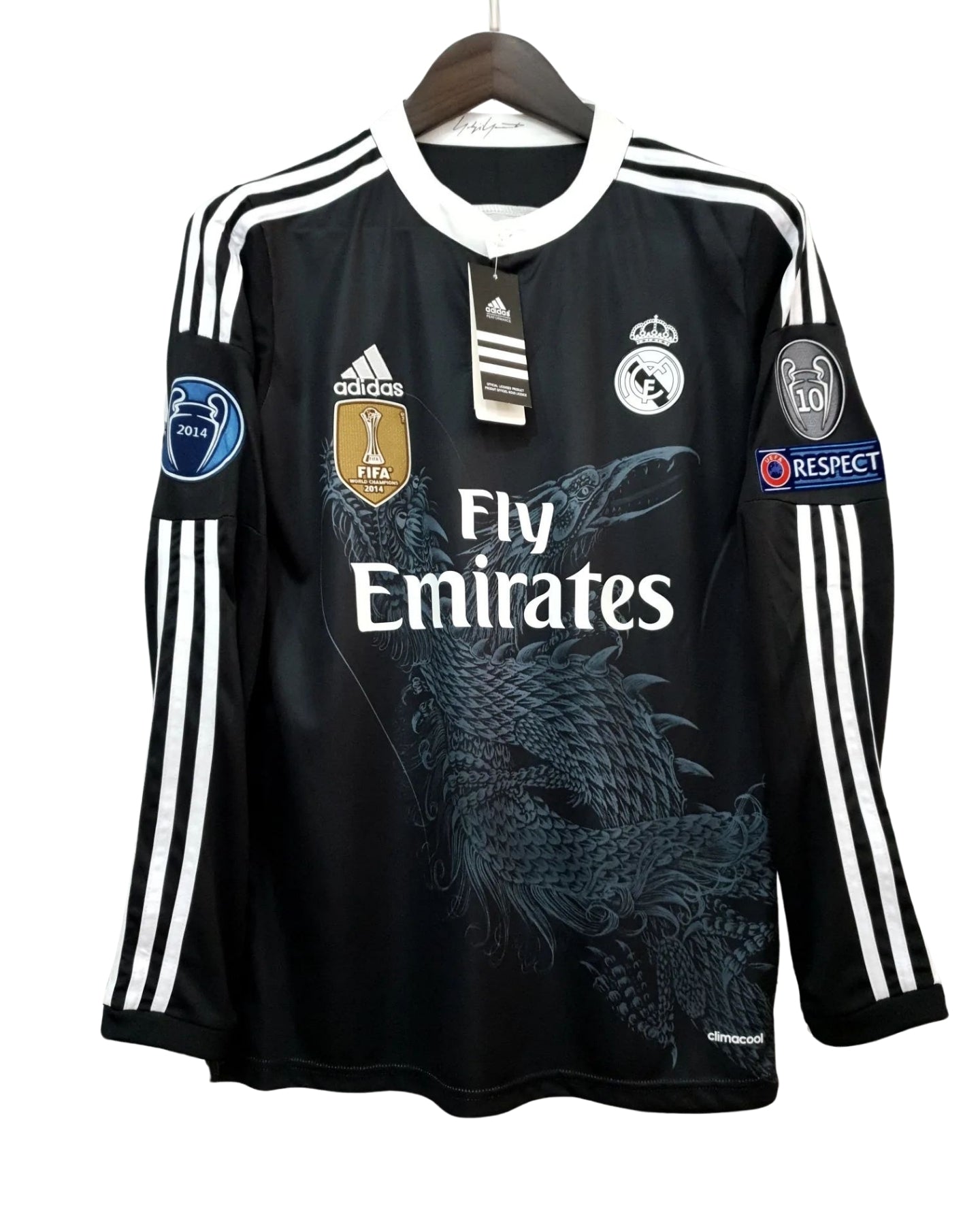 Cristiano Ronaldo #7 jersey Real Madrid 2014-2015 UCL Long Sleeve Black Dragon Jersey