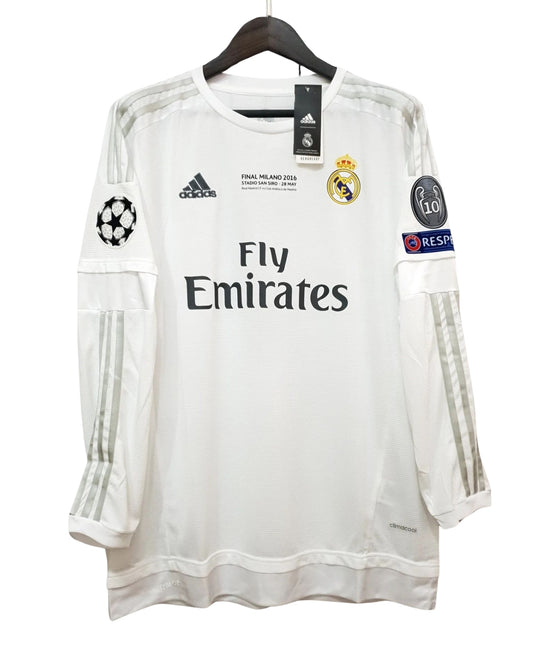 Authentic Cristiano Ronaldo 7 UCL Final Real Madrid 2016 Jersey White Long Sleeve