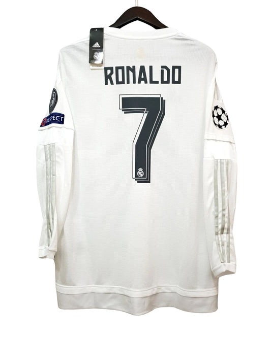 Authentic Cristiano Ronaldo 7 UCL Final Real Madrid 2016 Jersey White Long Sleeve